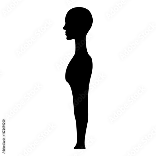 Elegant black silhouette of a female mannequin standing in a neutral pose