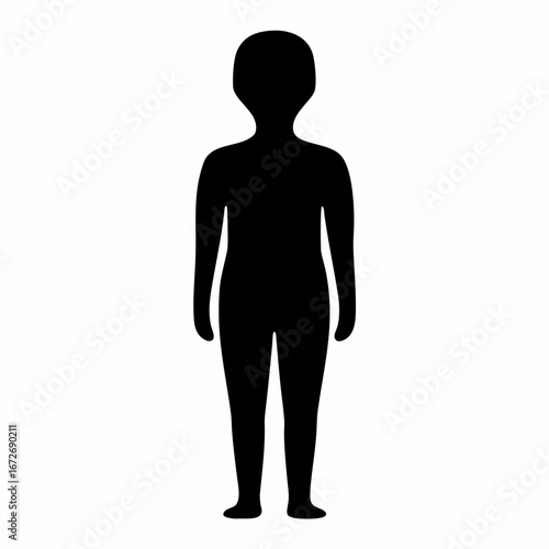 Silhouette of a standing human figure, gender neutral representation, on white
