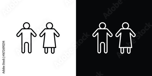 Toilet icon in line art versions on white background