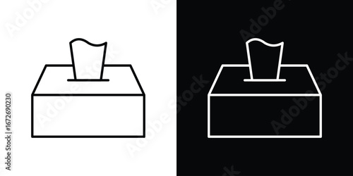Tissue box icon in line art versions on white background