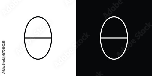 Theta icon in line art versions on white background