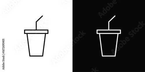 Swoosh Cup icon in line art versions on white background