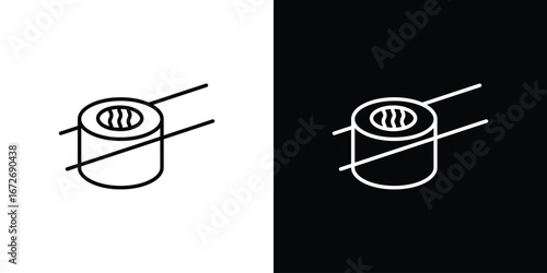 Sushi icon in line art versions on white background