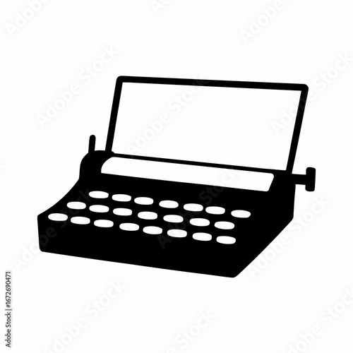 Silhouette image of a vintage manual typewriter, classic writing machine