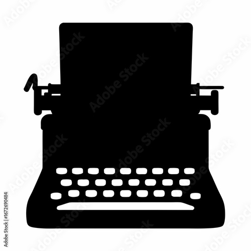 Silhouette of a Vintage Typewriter Ready for the Next Great Novel