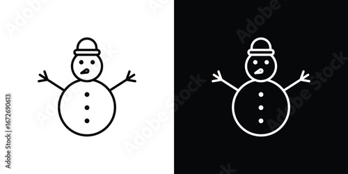 Snowman icon in line art versions on white background