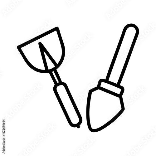 Minimalist Icon Set Featuring Garden Hand Tools for Cultivation Purposes
