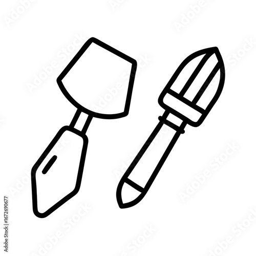 Gardening hand tools illustration with shovel and cultivator for farm work