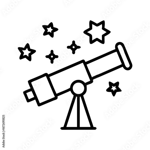 Telescope with Stars Illustration for Astronomy and Space Exploration Theme
