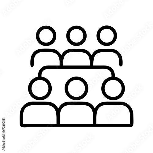 Hierarchical team structure represented with simplified person icons in outline style