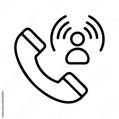 Telephone receiver with user avatar and signal lines depicting an active call