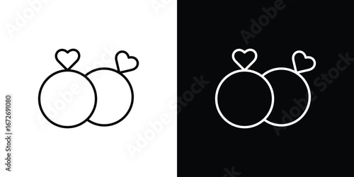 Ring icon in line art versions on white background