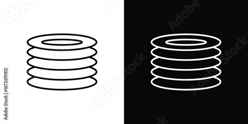 Plates icon in line art versions on white background