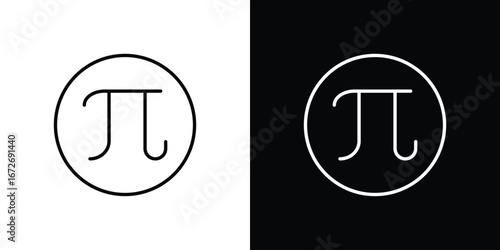 Pi icon in line art versions on white background