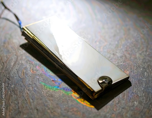 Wallpaper Mural A metallic, reflective battery pack rests on a textured surface, catching light and highlighting its smooth exterior. Torontodigital.ca