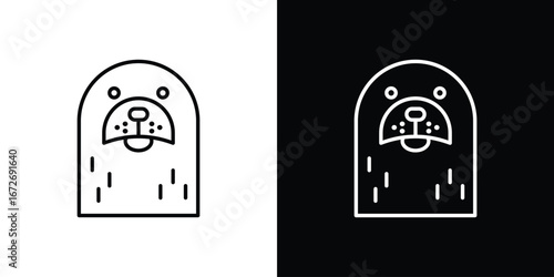 Otter icon in line art versions on white background