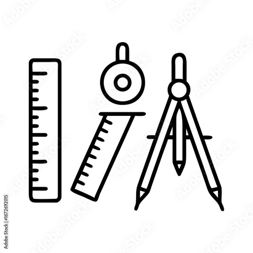 Vector drawing illustration depicting architect tools for creating precise architectural plans