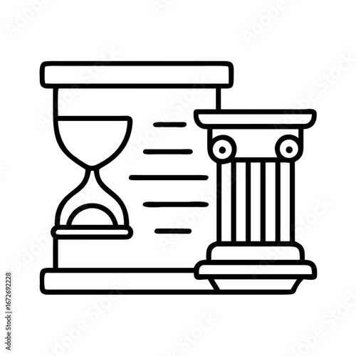 Symbolic representation of law legal precedent and historical importance within a timeframe