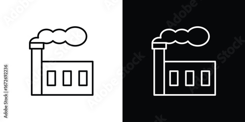 Industry icon in line art versions on white background