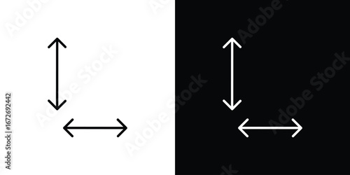 Height and width icon in line art versions on white background