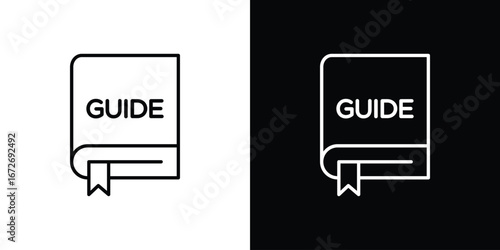 Guide icon in line art versions on white background