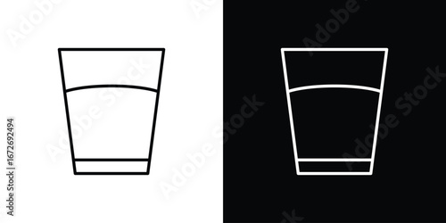 Half Glass icon in line art versions on white background