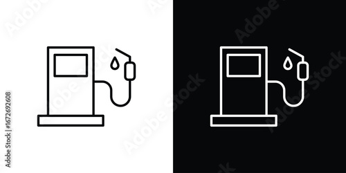 Fuel icon in line art versions on white background