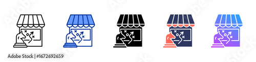 Retail Strategy icon sheet multiple style collection