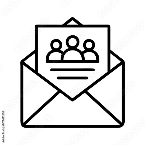 Invitation Email with Three People and Lines of Text in Outline Style
