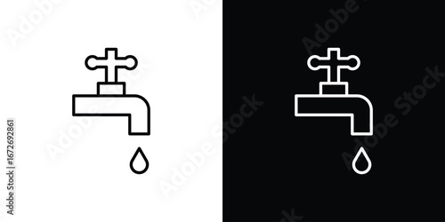Faucet drip icon in line art versions on white background