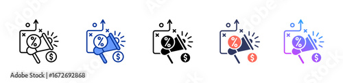 Promotions Strategy icon sheet multiple style collection