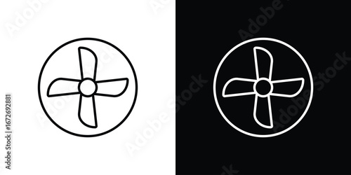 Fan icon in line art versions on white background