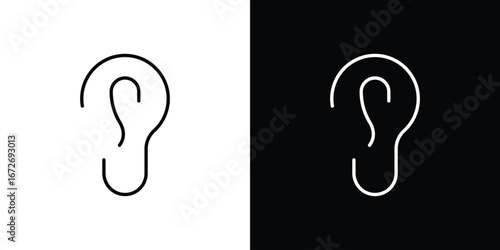 Ear icon in line art versions on white background