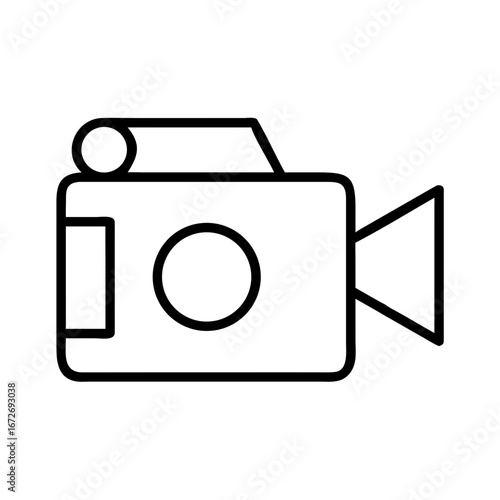 Simple Black and White Outline Drawing of a Traditional Video Camera