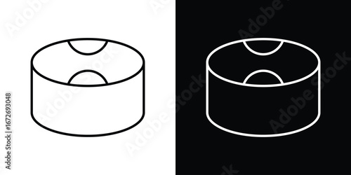 Drum steelpan icon in line art versions on white background