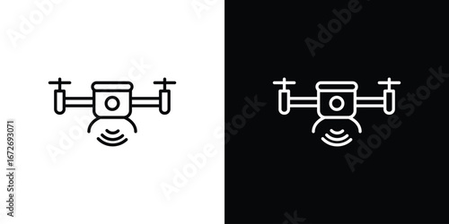 Drone icon in line art versions on white background