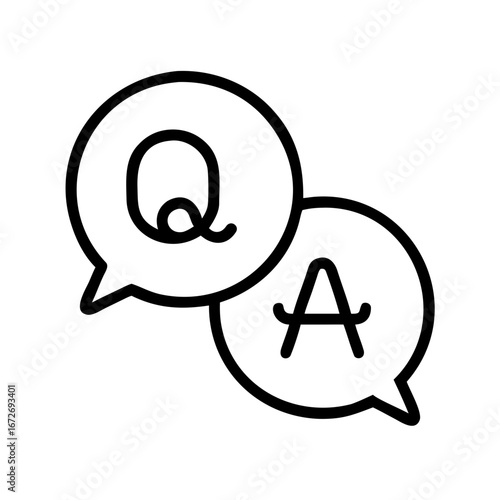 Question and answer icons in speech bubbles for support or faq