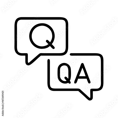 Simple icon displaying question and answer bubbles representing communication and help