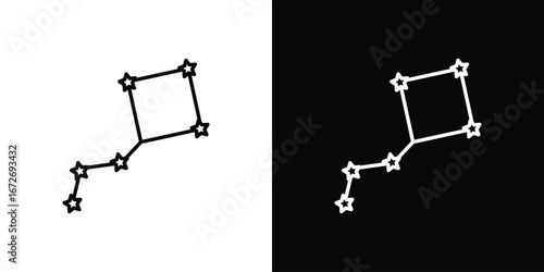 Constellation icon in line art versions on white background
