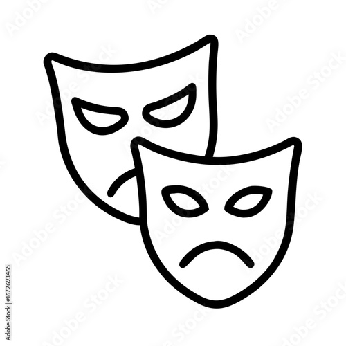 Drama and Comedy Masks Symbolizing Theater Arts, Emotions, and Human Expression