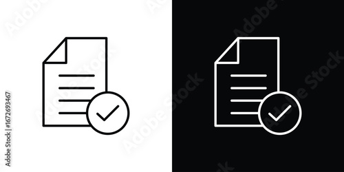 Compliance document icon in line art versions on white background