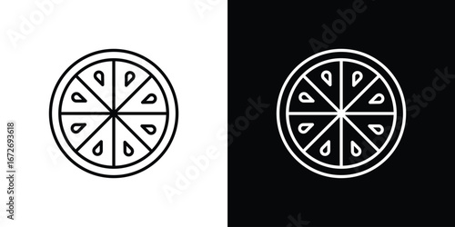 Citrus icon in line art versions on white background