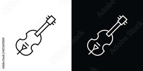 Cello icon in line art versions on white background