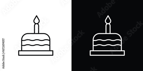 Cake icon in line art versions on white background