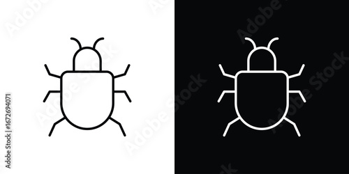 Bugs icon in line art versions on white background
