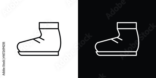 Boot icon in line art versions on white background