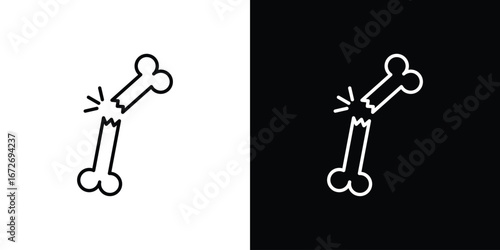 Bone break icon in line art versions on white background