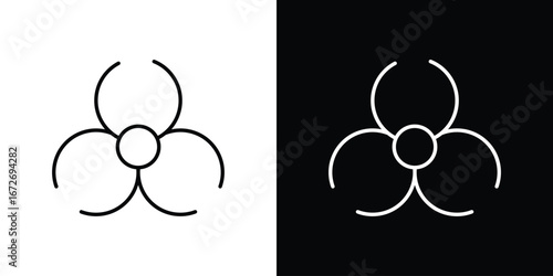 Biohazard icon in line art versions on white background
