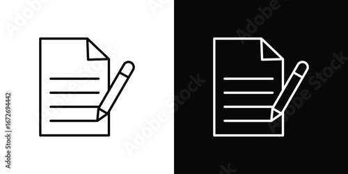 Assignment icon in line art versions on white background