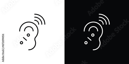 Assistive listening systems icon in line art versions on white background